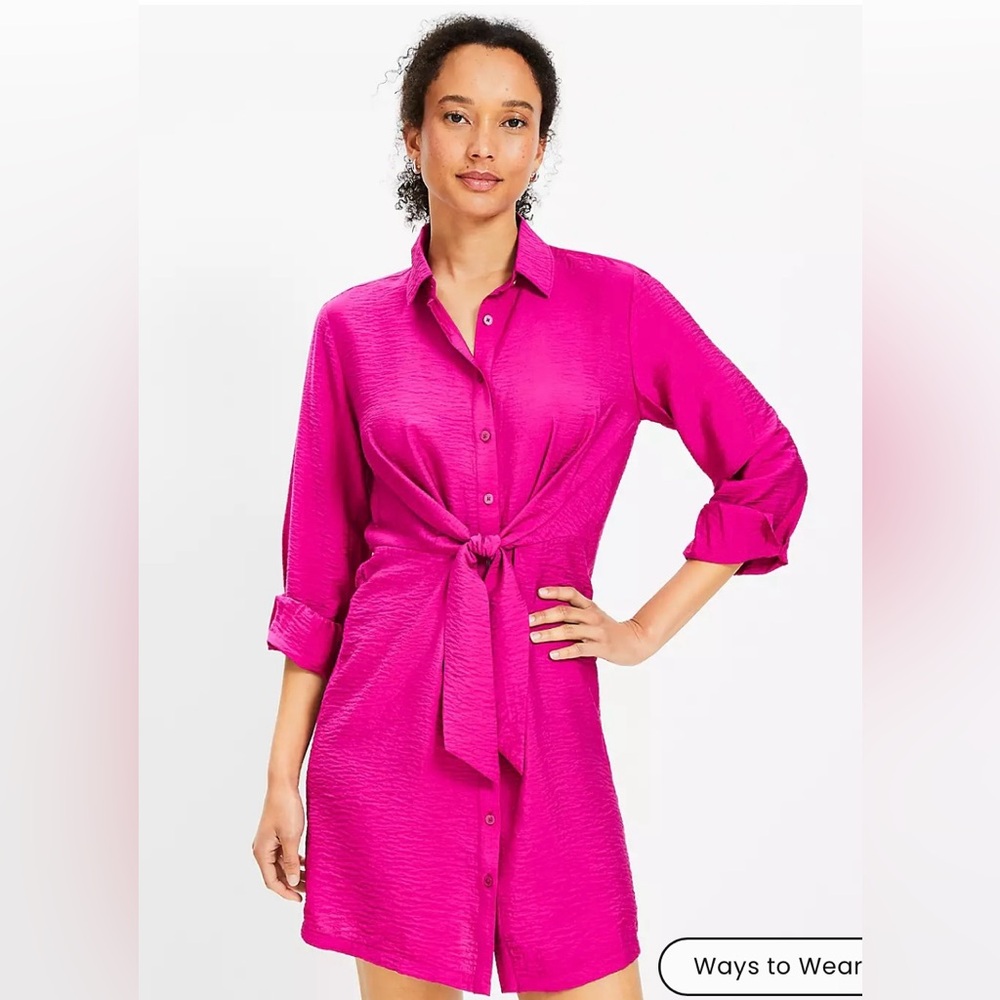 Loft Dahlia Tie Front Mini Shirtdress